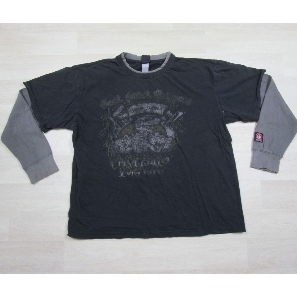 VTG West Coast Choppers Layered Thermal Shirt Large Jesse James 2fer Biker Y2K